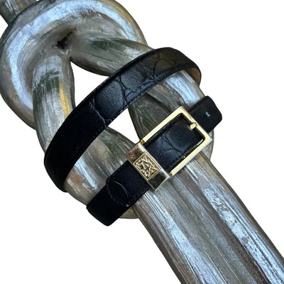 Cinturón Anne Klein Vintage Cuero Repujado Negro Talla Pequeña Foto 1 de 4