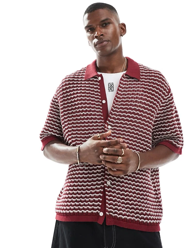 Polo rojo con botones de ganchillo talla rojo rojo tibetano de ASOS Jack & Jones Foto 1 de 1