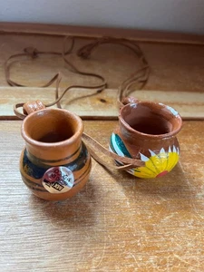 Lot of Mexico Small Black Striped or Sunflower Painted Terra Cotta Pottery Pitch - Picture 1 of 12