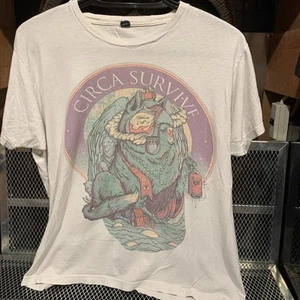 Vintage Y2K Circa Survive Punk Rock Emo Band Merch T Shirt Large White Distress - Picture 1 of 10