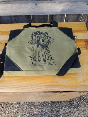 Б/у сумка Izak, Vive Les Asperges, оливковая и черная причудливая холщовая сумка - Изображение 1 из 4