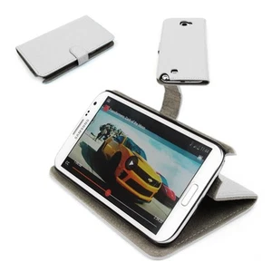 NEW WALLET CASE COVER STAND MAGNETIC PU LEATHER WHITE FOR GALAXY NOTE II 2 - Photo 1 sur 1