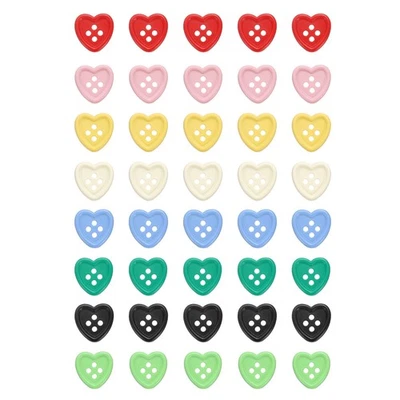 40pcs Heart Resin Sewing Button, 15mm 5/8" 4 Hole Sweater Buttons, Multicolor - Image 1 of 4