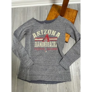 MAJESTIC Arizona Diamondbacks Fleece Long Sleeve Top Graphic Gray Womens S Small - Picture 1 of 4