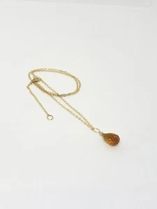 Sim relleno de oro amarillo de 14k. Collar Cadena Briolette Lágrima Citrino 16"-18" - Imagen 1 de 5