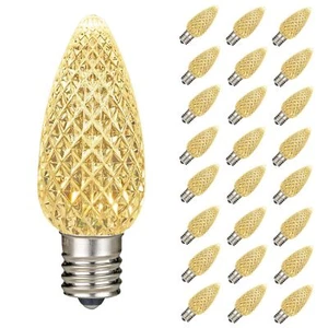 Novelty Lights 25 Pack C9 LED Bulbs Dimmable Faceted Outdoor LED Christmas Li... - Picture 1 of 8