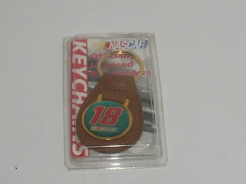 NEW Vintage 1990 Bobby Labonte #18 NASCAR Keychain & Keyring - Leather Cover