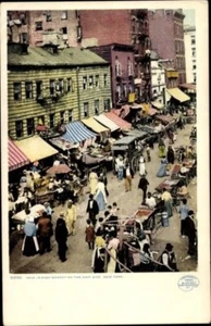 Nuevo Mercado Judío c.1910 en el East Side de Manhattan; PC 'Phostint'; N Como Nuevo - Imagen 1 de 2