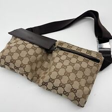 Gucci Shoulder Bag Waist Pouch GG Canvas Leather Beige 28566 crossbody Authentic