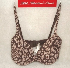 GILLIGAN and OMALLEY Bra Brown Printed Padded "Favorite Bra" Sz 34D *G-VG - Picture 1 of 3
