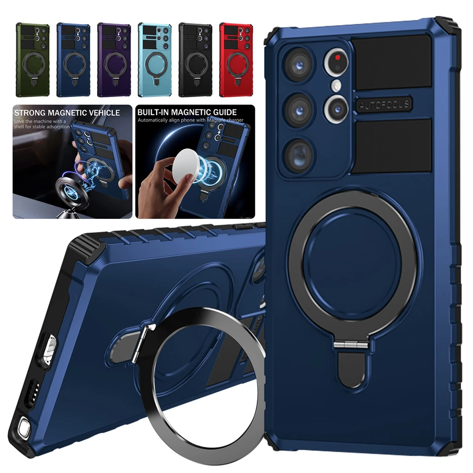 For Samsung Galaxy S24 S23 Ultra S22 Note 20 Magnetic Mag Safe Case Ring Stand - Image 1 of 4