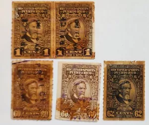 5 Puerto Rico Recitfied Spirits Stamps - Picture 1 of 1
