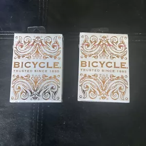 2 BICYCLE BOTANICA DECKS PLAYING CARDS MAGIC TRICKS POKER WHITE COPPER NEW! - Picture 1 of 6