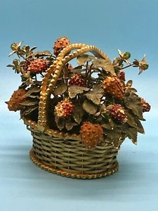 Jane Hutcheson Fleurs des Siecles Strawberry Basket Enameled Metal Jewel Flowers - Picture 1 of 9