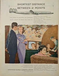 Anuncio impreso vintage Lockheed Aircraft Corporation 1955 Plano súper constelación - Imagen 1 de 1