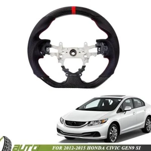 For 2012-2015 Honda Civic GEN9 SI Black Carbon Fiber Steering Wheel - Picture 1 of 5