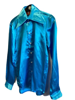 Camisa años 70 - Turquesa - XS, 36/38” Foto 1 de 3