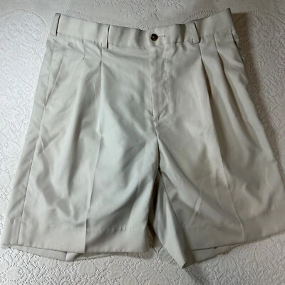 Pantalones Cortos de Golf PING Hombres Talla 34 Bolsillos Caqui Marfil Tiro Alto Plisado Mezcla de Rayón Foto 1 de 4
