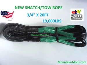 SNATCH TOW ROPE 20' X 3/4" Authentic KINETIC RECOVERY STRAP 19,000Lbs Green Eye - Bild 1 von 9