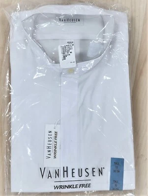 White Poplin Men's_Wrinkle Free_ Long Sleeve_Band Collar_ Dress Shirt_ Big&Tall - Image 1 of 2