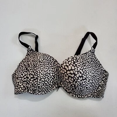 Victoria Secret Women Bra 34D Black Cheetah Push Up Underwire Convertible - Imagem 1 de 4