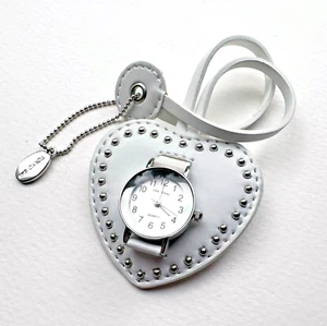 TOKYObay Charm Time Clip-On Watch ~ WHITE STUDDED HEART~ w/Box ~ Needs Battery - Picture 1 of 6