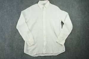 Camisa de lino 120% para hombre blanca grande 100% lino con botones frontal manga larga - Imagen 1 de 13