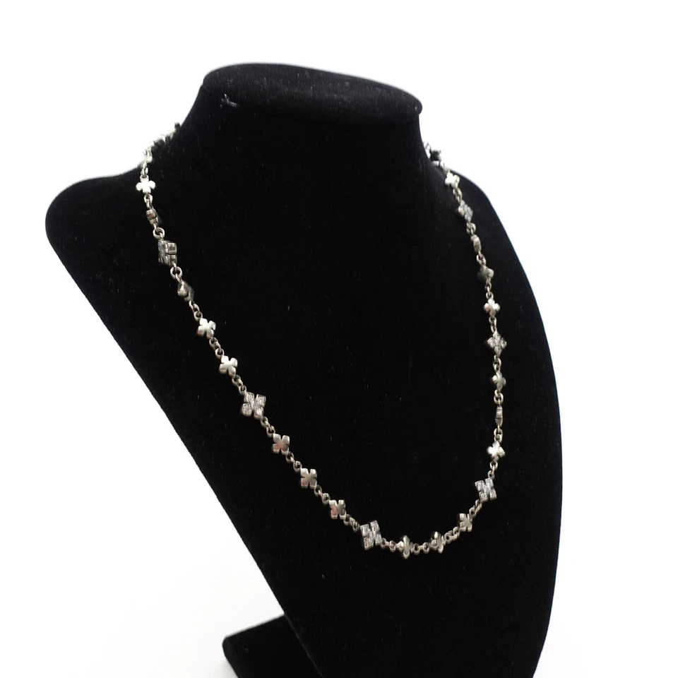 Collar de cadena cruzada MB King Baby 3 plata 1 patrón de circonita cúbica plata .925 Foto 1 de 4