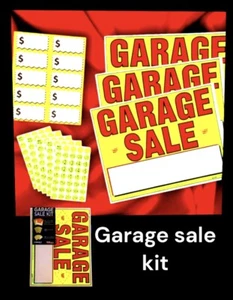 Garage Sale Kit: 3 Plastic Yard Signs 11x14 , 200 Price Stickers, 10 Price Cards - Picture 1 of 24