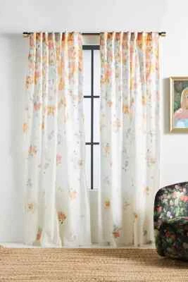 NUEVO Panel Cortina Floral Acuarela Anthropologie Frances 84x50 Impresionante Foto 1 de 3