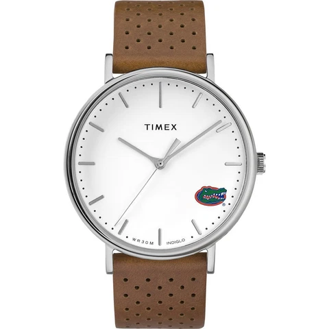 Womens Timex University of Florida Gators Watch Bright Whites Leather Cover