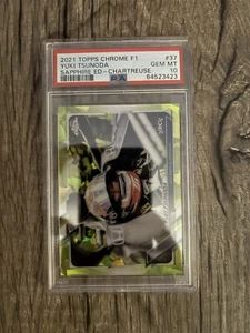 2021 Topps Chrome Sapphire F1 Yuki Tsunoda IV Chartreuse Rc SP #173 PSA 10 /199 - Picture 1 of 2