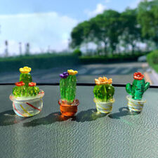 Glass Cactus Figurines Ornaments Mini Bonsai Decor Cute Miniature Desktop Cra FT