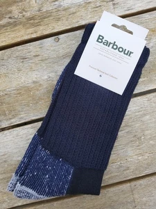 BARBOUR Navy Coolmax TECH BOOT Gently Elasticated SOCKS Walking Climbing M or L - Picture 1 of 8