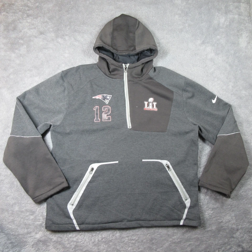 New England Patriots Hoodie Mens XL Gray Nike On field Media Day Super Bowl LI - Image 1 of 4