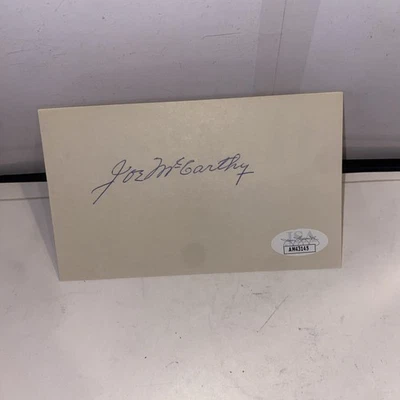Joe McCarthy Signed 3 x 5 Index Card JSA COA - Image 1 of 3