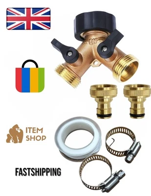 2 Way Garden Hose Splitter Tap 3/4  Connector with Individual On/off  - Image 1 of 4
