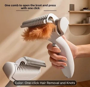 Magical Stainless Steel Dog Deshedding Brush Floating Detangling Comb  - Picture 1 of 8