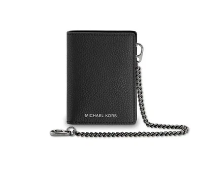 Cartera Michael Kors Doble Plegable a Presión Negra con Cadena Extraíble-Imitación Cuero NUEVA #M4-1 Foto 1 de 4