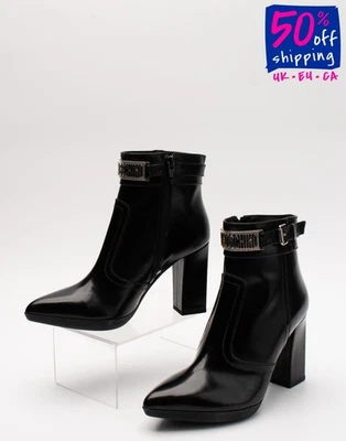 RRP€361 LOVE MOSCHINO Leather Ankle Boots US5 UK2 EU35 Logo Made in Italy - Image 1 of 4