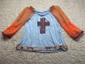 Ivy Jane Islander Cross Sheer Long Sleeve Boho Shirt Women’s L EUC - Picture 1 of 9
