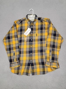 Vintage Columbia Hemd Herren Large gelb kariert langarm Nanaimo Flanell 90er - Bild 1 von 11