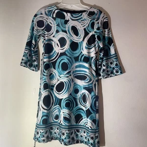 My Michelle Mädchen blau weiß schwarz Kleid, glatte Ärmel, bequem Gr. 10 - Bild 1 von 5