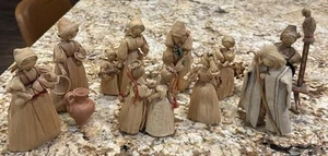 9 pcs - Vintage Corn Husk Doll lot of Ladies & Children Folk Art - Picture 1 of 14