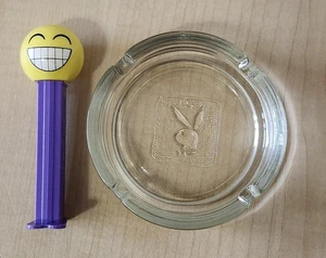 Vintage Playboy Bunny Logo Clear Glass 4" Round Ashtray MCM Classic Collectible - Picture 1 of 5