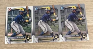 Lote de 3 cartas hechas por Jesús 2025 1st Bowman cromadas (2)+ tarjetas base #BCP-50 Brewers - Imagen 1 de 5