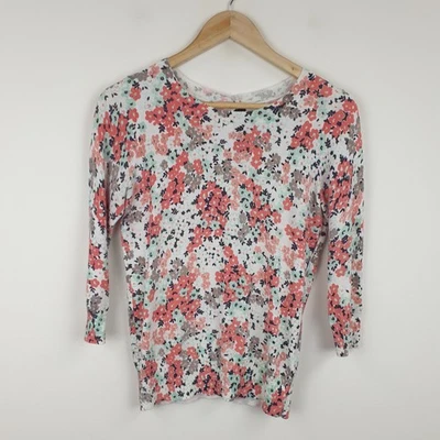 Jersey Boden para mujer Reino Unido 8 blanco floral mezcla de algodón tejido con cable cuello redondo Foto 1 de 4