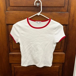 Reformation Ringer Muse Tee weiß rot gerippt Größe S Damen T-Shirt $ 58 - Bild 1 von 14