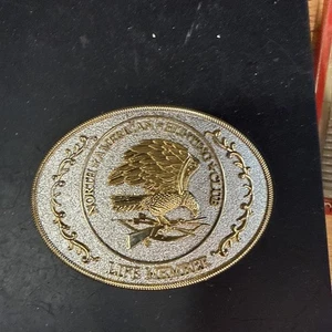 North American Hunting Club Life Member 24k Gold Plated Buckle Great Shape - Picture 1 of 2