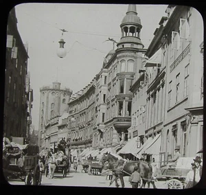 Linterna Mágica de Vidrio Diapositiva THE KRYSTAL-GADE COPENHAGEN C1910 FOTO DINAMARCA - Imagen 1 de 2